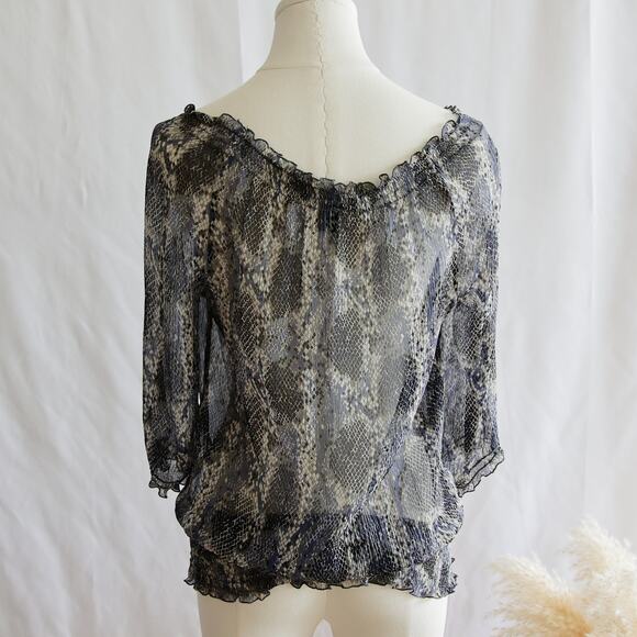 INC International Concepts silk Animal print sheer top size 4 S - Picture 3 of 3